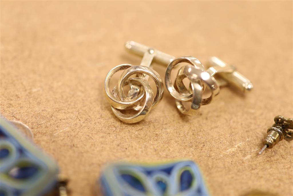 A cameo and assorted cufflinks etc.